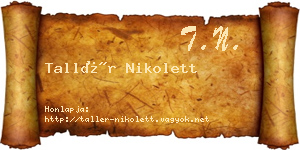 Tallér Nikolett névjegykártya